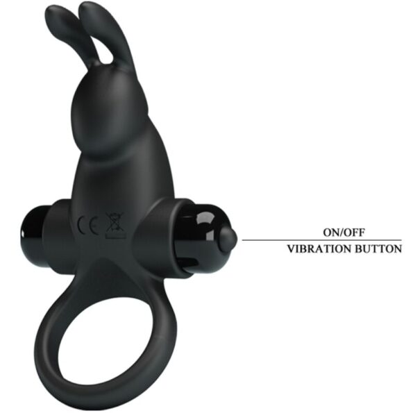 PRETTY LOVE - ANNEAU VIBRANT + STIMULATEUR DE CLITORIS RABBIT 10 VIBRATIONS NOIR-PRETTY LOVE-sextoys-lingerie-bdsm-hygiène-sexshop