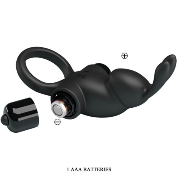 PRETTY LOVE - ANNEAU VIBRANT + STIMULATEUR DE CLITORIS RABBIT 10 VIBRATIONS NOIR-PRETTY LOVE-sextoys-lingerie-bdsm-hygiène-sexshop