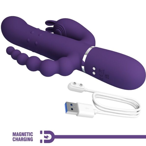 PRETTY LOVE - CAMMY TRIPLE VIBRATEUR MULTIFONCTION 4 EN 1 VIOLET-PRETTY LOVE FLIRTATION-sextoys-lingerie-bdsm-hygiène-sexshop