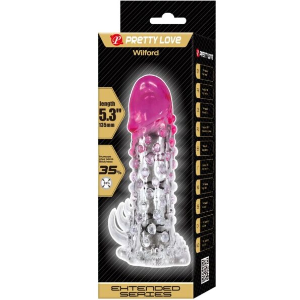 PRETTY LOVE - GAINE D'AGRANDISSEMENT RÉALISTE WILFORD AVEC PÉNIS EN RELIEF ROSE-PRETTY LOVE-sextoys-lingerie-bdsm-hygiène-sexshop