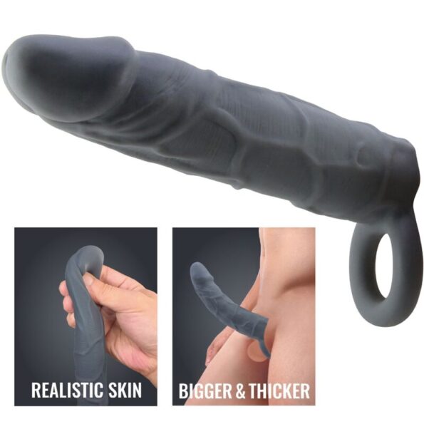 PRETTY LOVE - MANCHON DE PÉNIS EN PEAU RÉALISTE GRIS FONCÉ-PRETTY LOVE-sextoys-lingerie-bdsm-hygiène-sexshop