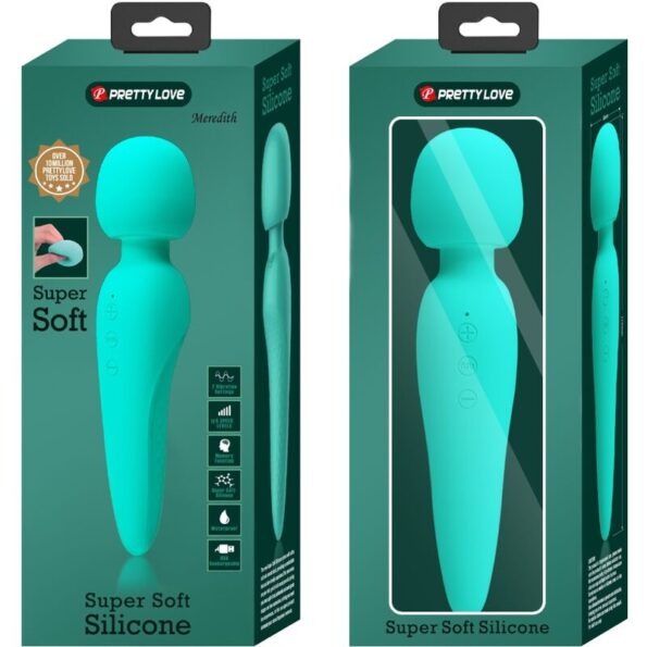 PRETTY LOVE - MASSEUR MEREDITH 12 MODES DE VIBRATION VERT AQUA-PRETTY LOVE SMART-sextoys-lingerie-bdsm-hygiène-sexshop