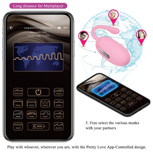 PRETTY LOVE - OEUF VIBRANT RECHARGEABLE ROSE DOREEN-PRETTY LOVE SMART-sextoys-lingerie-bdsm-hygiène-sexshop