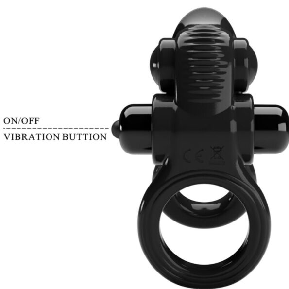 PRETTY LOVE - PASSIONATE RING DOUBLE ANNEAU VIBRANT + STIMULATEUR DE CLITORIS NOIR-PRETTY LOVE-sextoys-lingerie-bdsm-hygiène-sexshop
