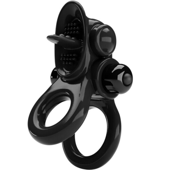 PRETTY LOVE - PASSIONATE RING DOUBLE ANNEAU VIBRANT + STIMULATEUR DE CLITORIS NOIR-PRETTY LOVE-sextoys-lingerie-bdsm-hygiène-sexshop