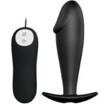 PRETTY LOVE - PLUG ANAL EN SILICONE FORME PÉNIS ET 12 MODES DE VIBRATION NOIR-PRETTY LOVE BOTTOM-sextoys-lingerie-bdsm-hygiène-sexshop