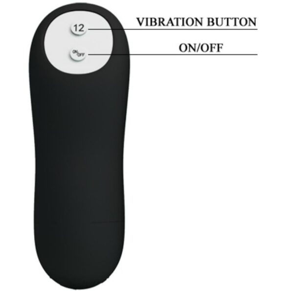 PRETTY LOVE - PLUG ANAL EN SILICONE FORME PÉNIS ET 12 MODES DE VIBRATION NOIR-PRETTY LOVE BOTTOM-sextoys-lingerie-bdsm-hygiène-sexshop