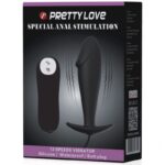 PRETTY LOVE – PLUG ANAL EN SILICONE FORME PÉNIS ET 12 MODES DE VIBRATION NOIR