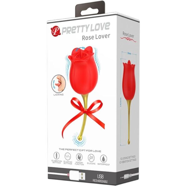 PRETTY LOVE - ROSE LOVER STIMULATEUR DE CLITORIS ROSE 12 VIBRATIONS ROUGE-PRETTY LOVE-sextoys-lingerie-bdsm-hygiène-sexshop