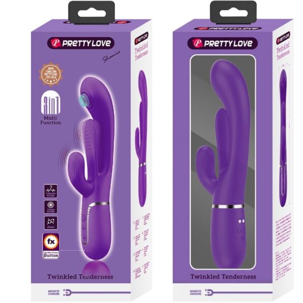PRETTY LOVE - SHANIA TRIPLE RABBIT VIBRATEUR MULTIFONCTION VIOLET-PRETTY LOVE-sextoys-lingerie-bdsm-hygiène-sexshop