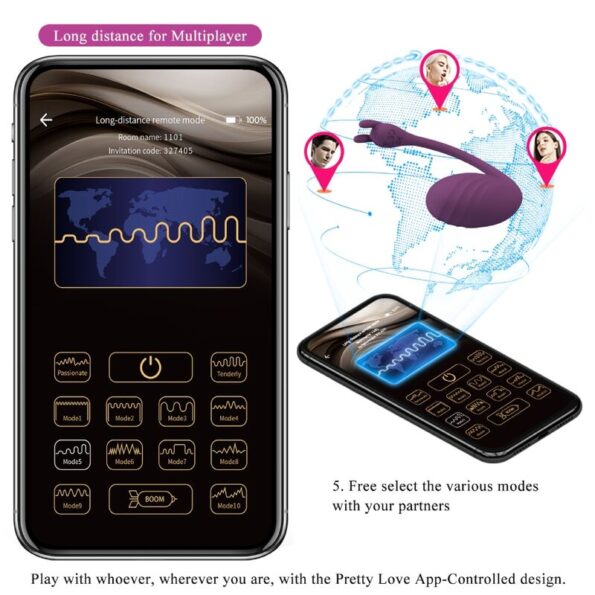 PRETTY LOVE - TÉLÉCOMMANDE CATALINA VIBRATOR APP VIOLET-PRETTY LOVE LED-sextoys-lingerie-bdsm-hygiène-sexshop