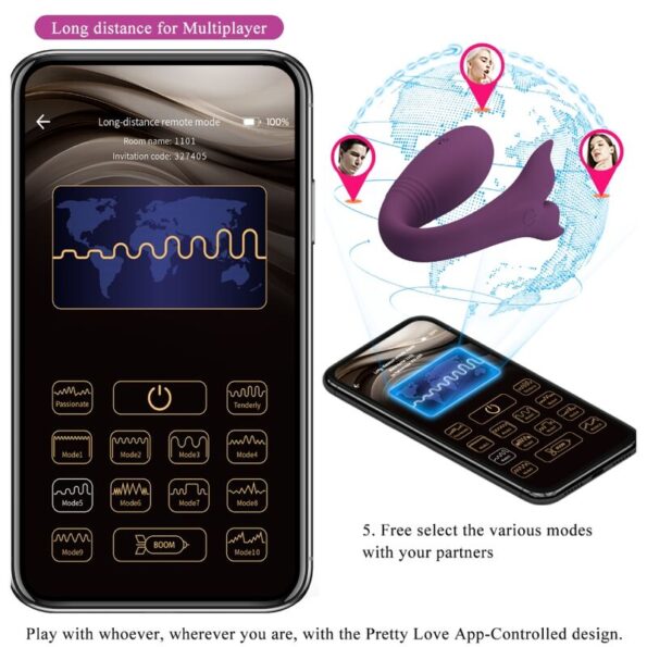 PRETTY LOVE - TÉLÉCOMMANDE JAYLEEN VIBRATOR APP VIOLET-PRETTY LOVE LED-sextoys-lingerie-bdsm-hygiène-sexshop