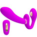 PRETTY LOVE - THUNDERBIRD DOUBLE VIBRATEUR STRAP-ON AVEC TÉLÉCOMMANDE VIOLET-PRETTY LOVE-sextoys-lingerie-bdsm-hygiène-sexshop
