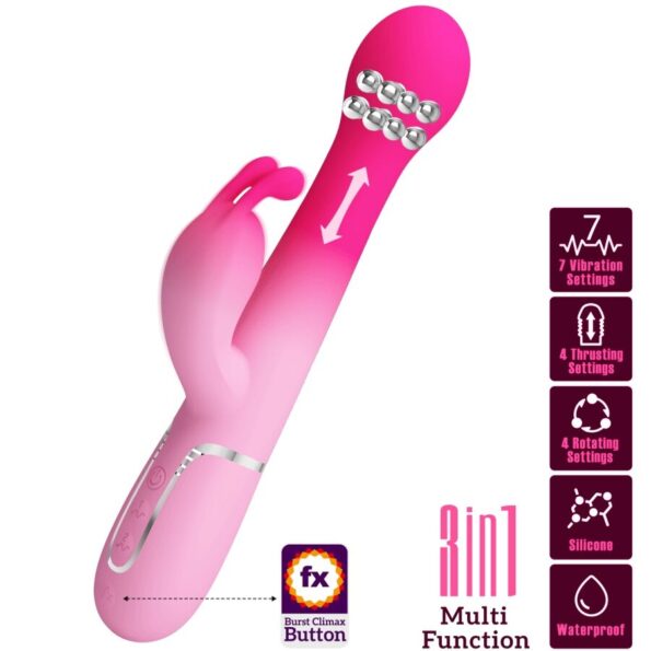 PRETTY LOVE - VIBRATEUR LAPIN MULTIFONCTION 3 EN 1 DEJON ROSE-PRETTY LOVE-sextoys-lingerie-bdsm-hygiène-sexshop