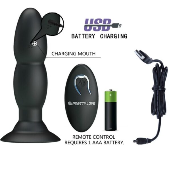 PRETTY LOVE - VIBRATEUR PLUG ET ROTATION PAR TÉLÉCOMMANDE-PRETTY LOVE BOTTOM-sextoys-lingerie-bdsm-hygiène-sexshop