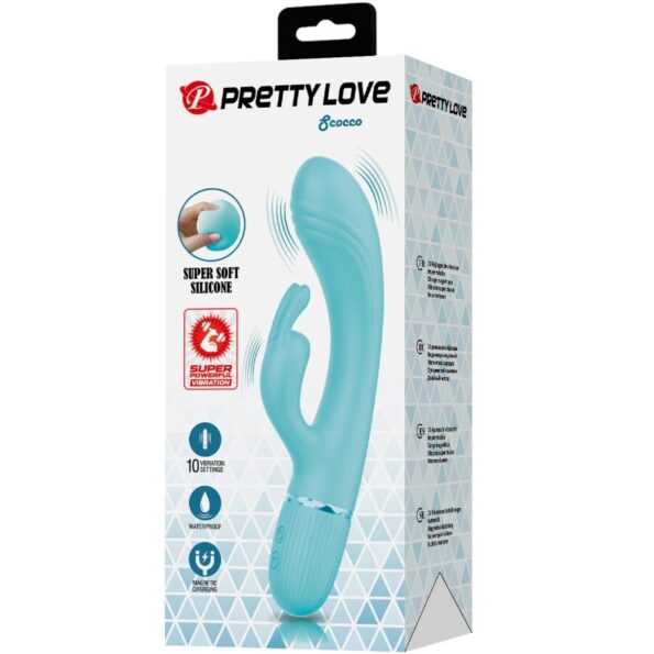 PRETTY LOVE - VIBRATEUR SCOCCO LAPIN TURQUOISE-PRETTY LOVE FLIRTATION-sextoys-lingerie-bdsm-hygiène-sexshop