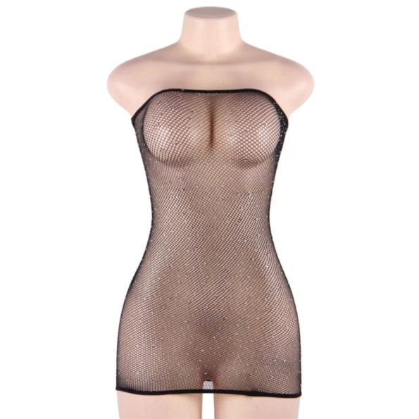 QUEEN LINGERIE - ROBE CORPS EN FILET AVEC DIAMANTS S/L-QUEEN LINGERIE-sextoys-lingerie-bdsm-hygiène-sexshop
