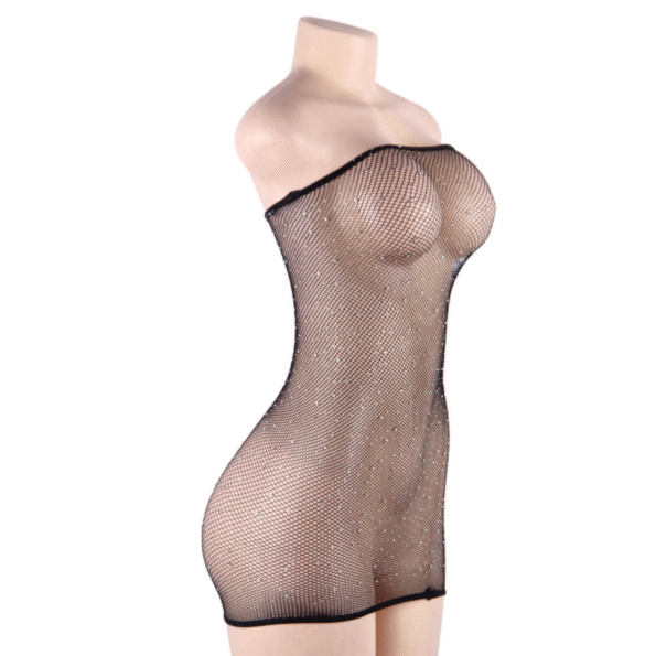 QUEEN LINGERIE - ROBE CORPS EN FILET AVEC DIAMANTS S/L-QUEEN LINGERIE-sextoys-lingerie-bdsm-hygiène-sexshop