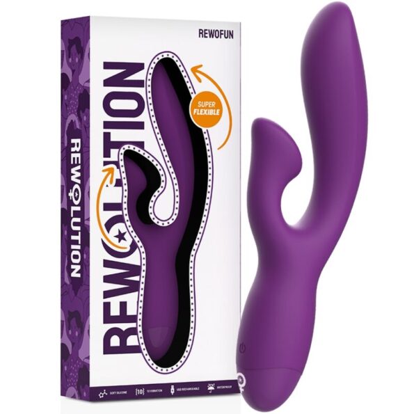 REWOLUTION - REWOFUN VIBRATEUR FLEXIBLE AVEC LAPIN-REWOLUTION-sextoys-lingerie-bdsm-hygiène-sexshop