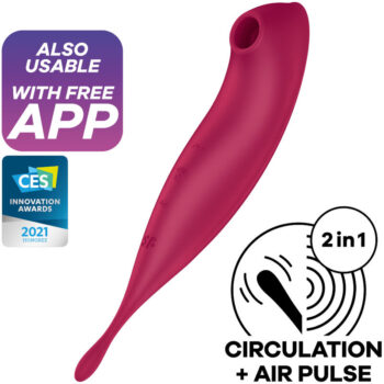 SATISFYER - APPLICATION DE STIMULATEUR ET VIBRATEUR TWIRLING PRO+ ROUGE-SATISFYER CONNECT-sextoys-lingerie-bdsm-hygiène-sexshop
