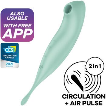 SATISFYER - APPLICATION DE STIMULATEUR ET VIBRATEUR TWIRLING PRO+ VERT-SATISFYER CONNECT-sextoys-lingerie-bdsm-hygiène-sexshop