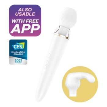 SATISFYER - APPLICATION DOUBLE WANDER BLANCHE-SATISFYER WAND-sextoys-lingerie-bdsm-hygiène-sexshop