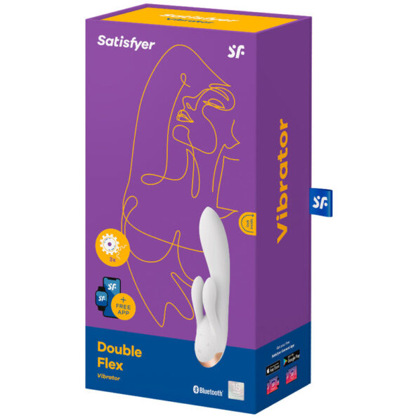 SATISFYER - APPLICATION VIBRATEUR DOUBLE FLEX BLANC-SATISFYER CONNECT-sextoys-lingerie-bdsm-hygiène-sexshop