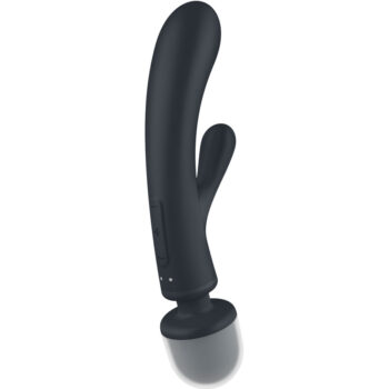 SATISFYER - MASSEUR VIBRATEUR LAPIN TRIPLE LOVER GRIS-SATISFYER VIBRATOR-sextoys-lingerie-bdsm-hygiène-sexshop