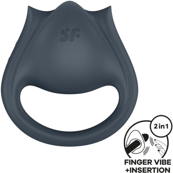 SATISFYER - PERFECT PAIR 2 MULTIVIBRATEUR 2 EN 1 ANNEAU PÉNIS ET STIMULATEUR DE DOIGTS GRIS-SATISFYER PARTNER-sextoys-lingerie-bdsm-hygiène-sexshop
