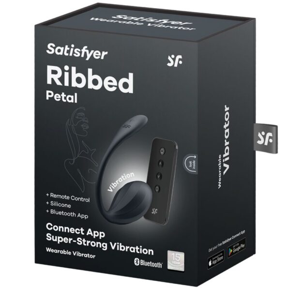 SATISFYER - RIBBED PETAL TÉLÉCOMMANDE DE STIMULATEUR DE POINT G NOIR APPLICATION GRATUITE-SATISFYER PARTNER-sextoys-lingerie-bdsm-hygiène-sexshop