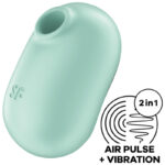 SATISFYER - STIMULATEUR ET VIBRATEUR DOUBLE AIR PULSE PRO TO GO 2 VERT-SATISFYER AIR PULSE-sextoys-lingerie-bdsm-hygiène-sexshop