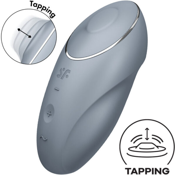 SATISFYER - TAP & CLIMAX 1 VIBRATEUR LAY-ON GRIS-SATISFYER LAYONS-sextoys-lingerie-bdsm-hygiène-sexshop