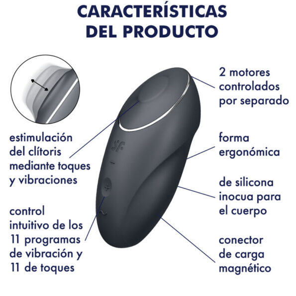 SATISFYER - TAP & CLIMAX 1 VIBRATEUR LAY-ON NOIR-SATISFYER LAYONS-sextoys-lingerie-bdsm-hygiène-sexshop