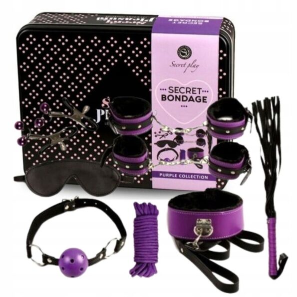 SECRETPLAY - BDSM SET 8PCS PURBLE / NOIR.-SECRETPLAY 100% FETISH-sextoys-lingerie-bdsm-hygiène-sexshop