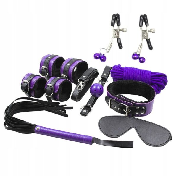 SECRETPLAY - BDSM SET 8PCS PURBLE / NOIR.-SECRETPLAY 100% FETISH-sextoys-lingerie-bdsm-hygiène-sexshop