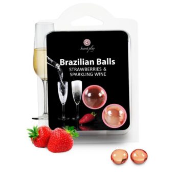 SECRETPLAY - ENSEMBLE DE BOULES BRÉSILIENNES  FRAISE ET CHAMPAGNE-SECRETPLAY COSMETIC-sextoys-lingerie-bdsm-hygiène-sexshop
