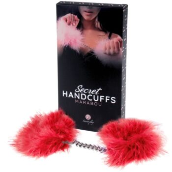 SECRETPLAY - MENOTTES MARABOU ROUGE-SECRETPLAY 100% FETISH-sextoys-lingerie-bdsm-hygiène-sexshop