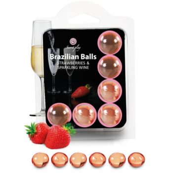 SECRETPLAY - SET 6 BOULES BRÉSILIENNES FRAISES AU CAVA-SECRETPLAY COSMETIC-sextoys-lingerie-bdsm-hygiène-sexshop