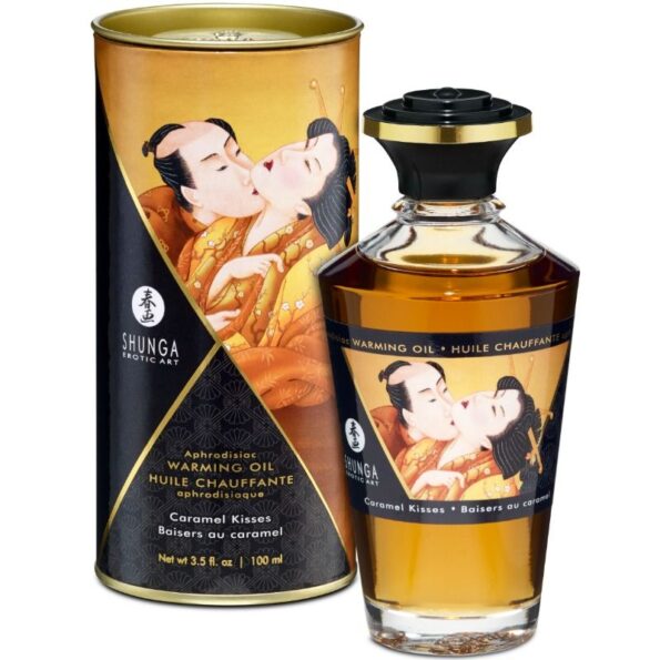 SHUNGA - HUILE DE MASSAGE À EFFET CHALEUR SAVEUR CARAMEL 100 ML-SHUNGA OILS-sextoys-lingerie-bdsm-hygiène-sexshop
