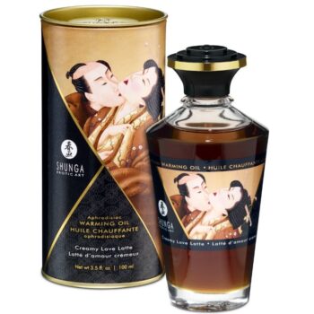 SHUNGA - HUILE DE MASSAGE À EFFET CHALEUR SAVEUR CREAMY LOVE LATTE 100 ML-SHUNGA OILS-sextoys-lingerie-bdsm-hygiène-sexshop
