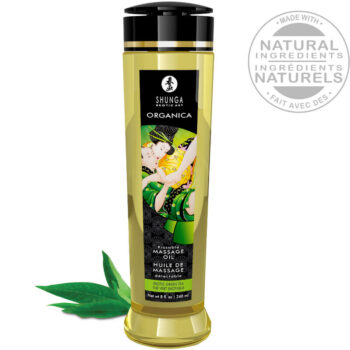 SHUNGA - HUILE DE MASSAGE BIO THÉ VERT 240 ML-SHUNGA OILS-sextoys-lingerie-bdsm-hygiène-sexshop
