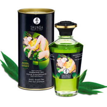 SHUNGA - HUILE DE MASSAGE EFFET CHALEUR AU THÉ VERT BIO 100 ML-SHUNGA OILS-sextoys-lingerie-bdsm-hygiène-sexshop