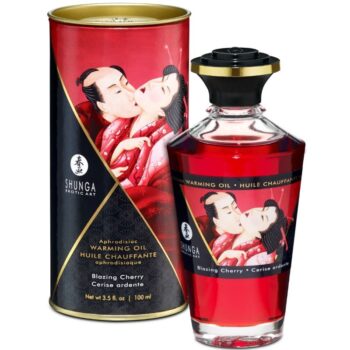 SHUNGA - HUILE DE MASSAGE EFFET CHALEUR SAVEUR INTENSE DE CERISE 100 ML-SHUNGA OILS-sextoys-lingerie-bdsm-hygiène-sexshop