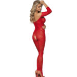 SUBBLIME – 951825 BODYSTOCKING EN RÉSILLE SANS FOURRURE AVEC MOTIF ROSES ROUGES TAILLE UNIQUE