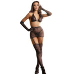 SUBBLIME - 952174 BODYSTOCKING RESILLE AVEC GANTS ET DIAMANTS NOIR TAILLE UNIQUE-SUBBLIME BODYSTOCKINGS-sextoys-lingerie-bdsm-hygiène-sexshop