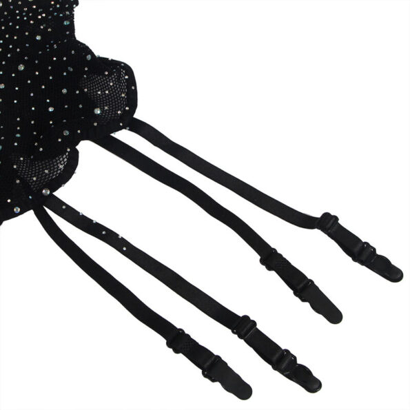 SUBBLIME - 952174 BODYSTOCKING RESILLE AVEC GANTS ET DIAMANTS NOIR TAILLE UNIQUE-SUBBLIME BODYSTOCKINGS-sextoys-lingerie-bdsm-hygiène-sexshop