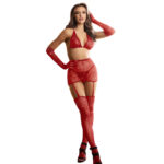 SUBBLIME - 952181 BODYSTOCKING RESILLE AVEC GANTS ET DIAMANTS ROUGE TAILLE UNIQUE-SUBBLIME BODYSTOCKINGS-sextoys-lingerie-bdsm-hygiène-sexshop