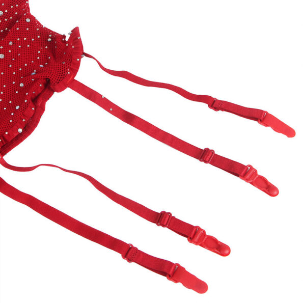 SUBBLIME - 952181 BODYSTOCKING RESILLE AVEC GANTS ET DIAMANTS ROUGE TAILLE UNIQUE-SUBBLIME BODYSTOCKINGS-sextoys-lingerie-bdsm-hygiène-sexshop