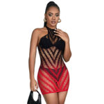 SUBBLIME - 952242 ROBE RÉSILLE ÉLASTIQUE DÉGRADÉ ROUGE ET NOIR TAILLE UNIQUE-SUBBLIME DRESSES-sextoys-lingerie-bdsm-hygiène-sexshop