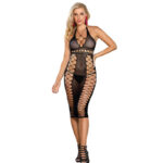 SUBBLIME - 952310 ROBE LONGUE RÉSEILLE NOIRE TAILLE UNIQUE-SUBBLIME DRESSES-sextoys-lingerie-bdsm-hygiène-sexshop